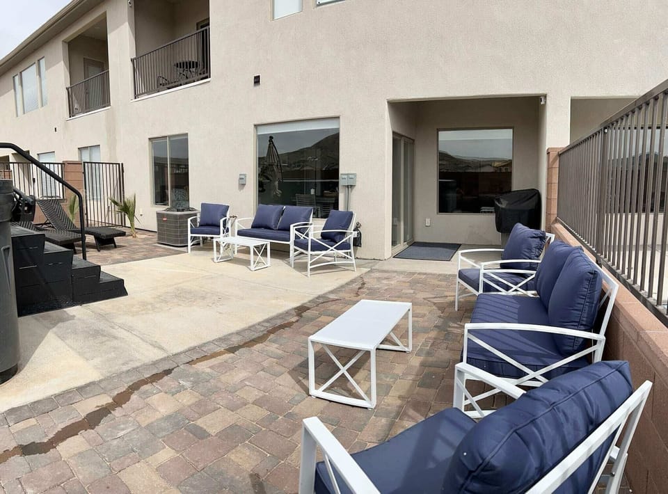 Great patio for games, lounging, or to BBQ on the huge Black Stone flat grill!