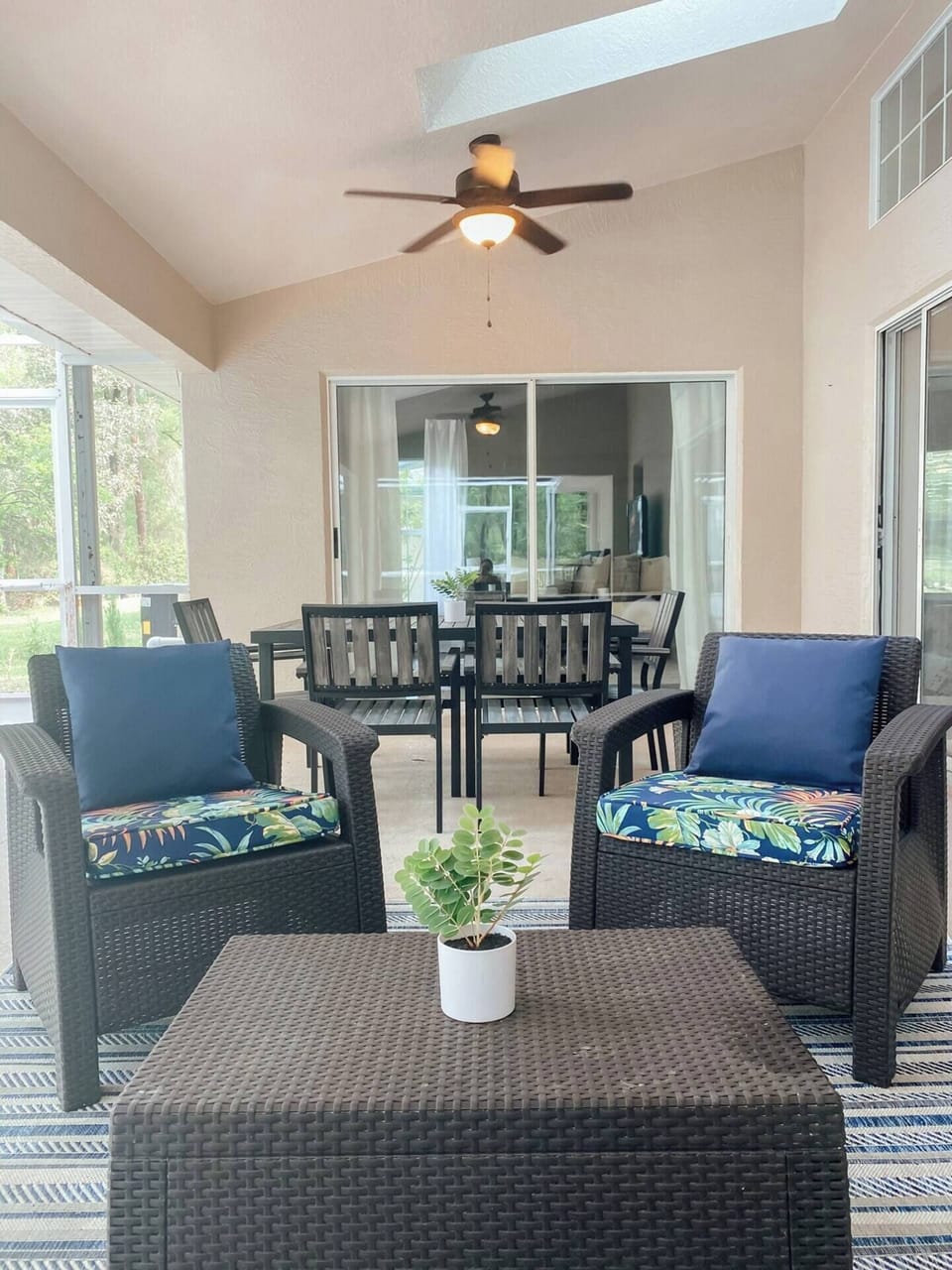 The covered lanai is perfect for morning coffee or a midday cocktail.