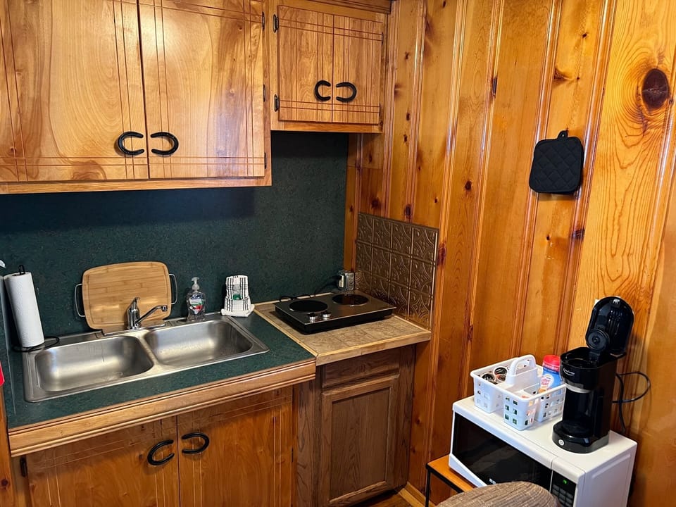 Deluxe Double Room, Kitchenette, Mountainside | Private kitchenette | Microwave, coffee/tea maker, freezer, paper towels