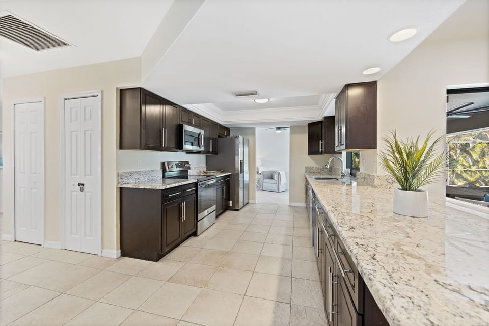 Granite countertops for easy cleaning.