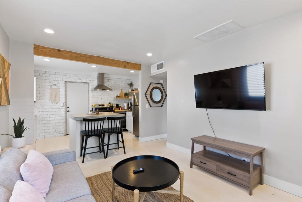 Living room and kitchen.