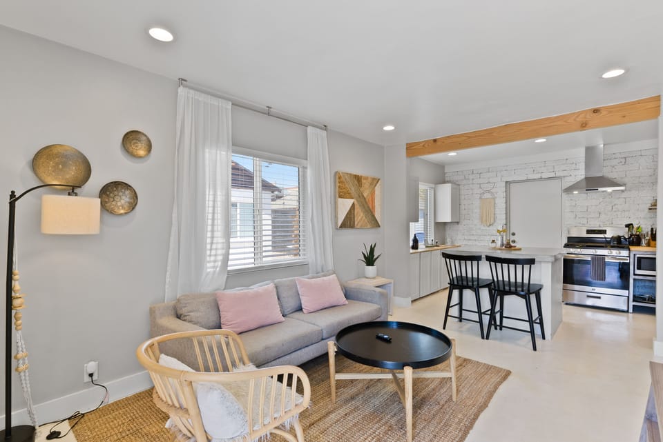 Living room and kitchen.