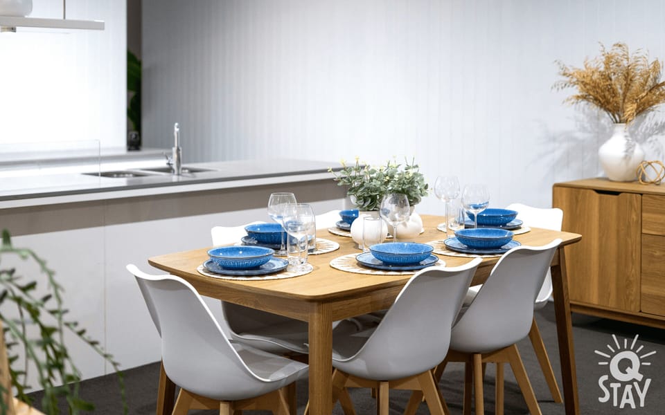 Share sumptuous meals with the family in this sophisticated dining area