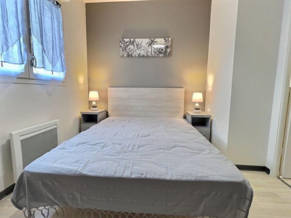 Relax on the comfy bed after a day outside.