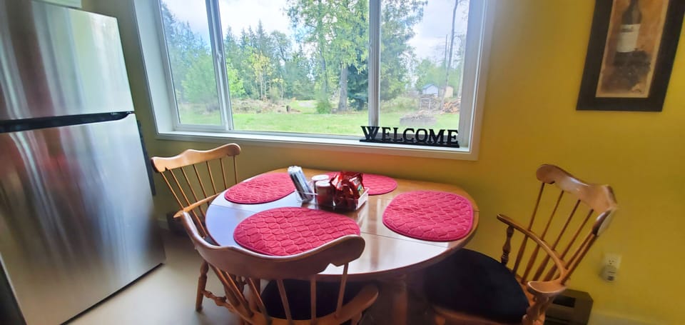 Table looking north to front lawn exclusively for guest use