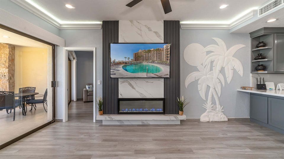 TV and electric fireplace