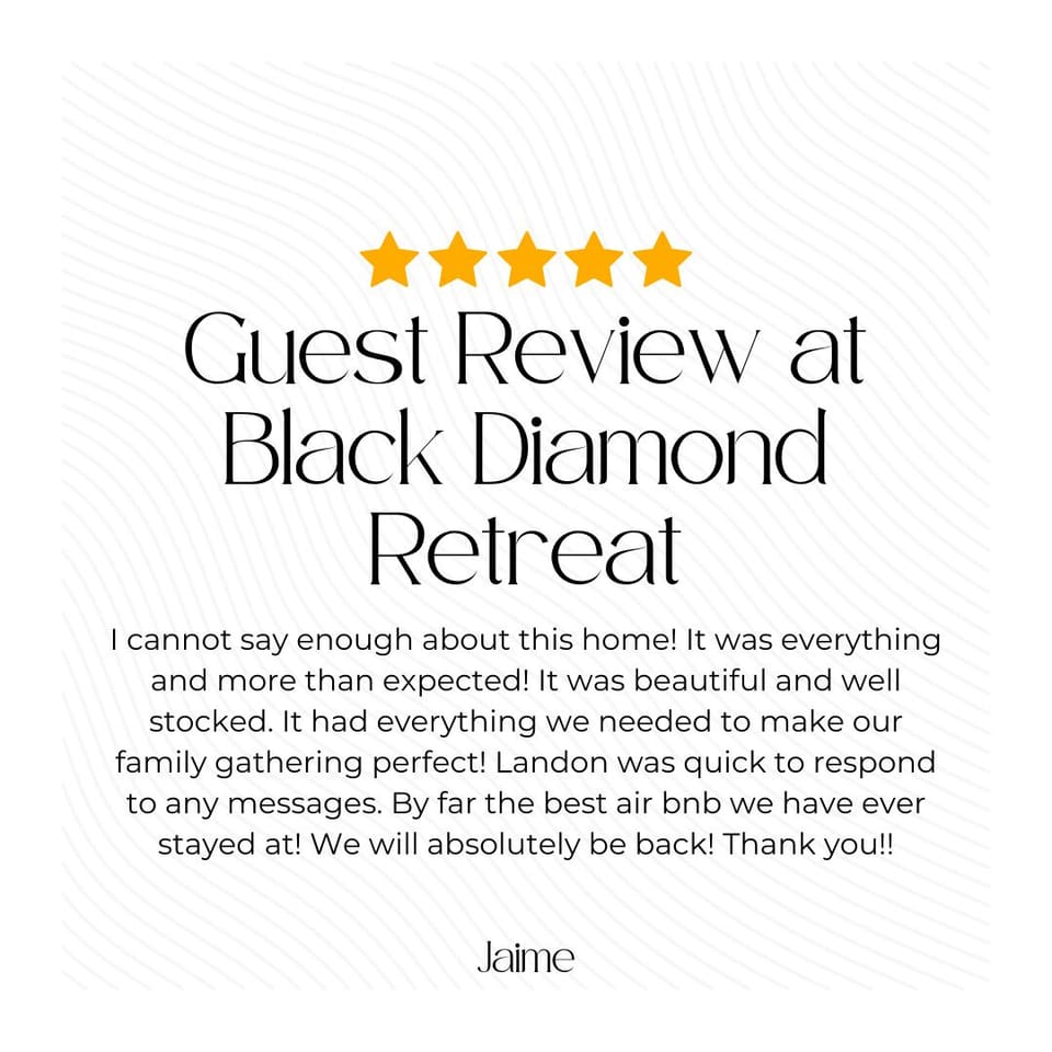 To see what previous guests have loved about their stay at Black Diamond Retreat, just check out our fantastic online guest reviews!