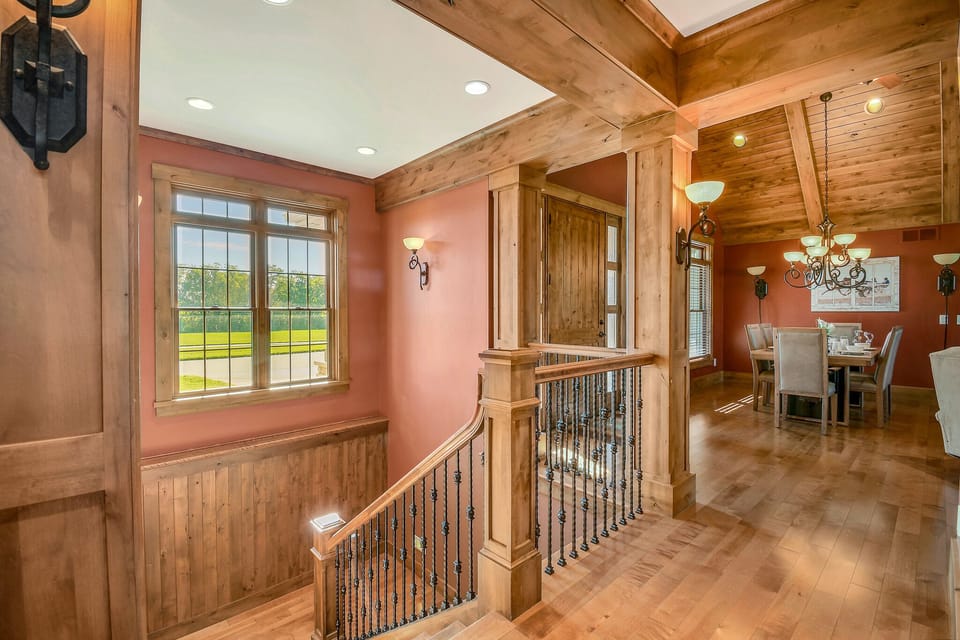 Staircase leading to basement from main floor.