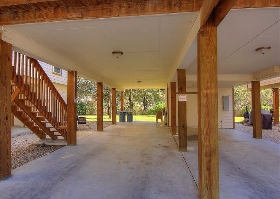 Parking and socializing area under the house