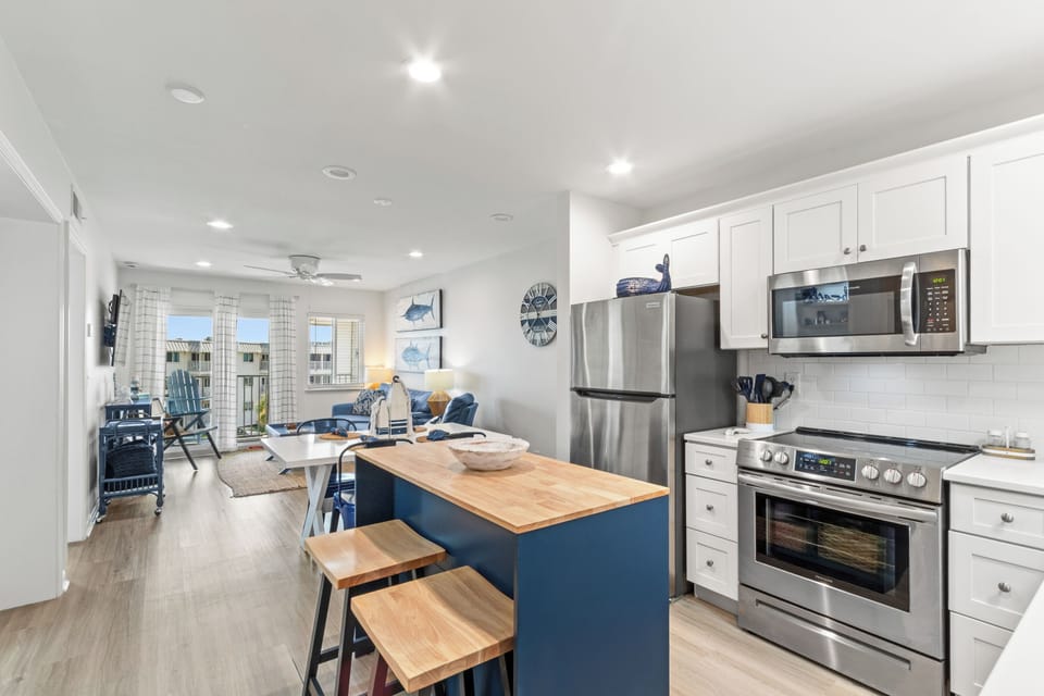Beautiful view of kitchen and living room