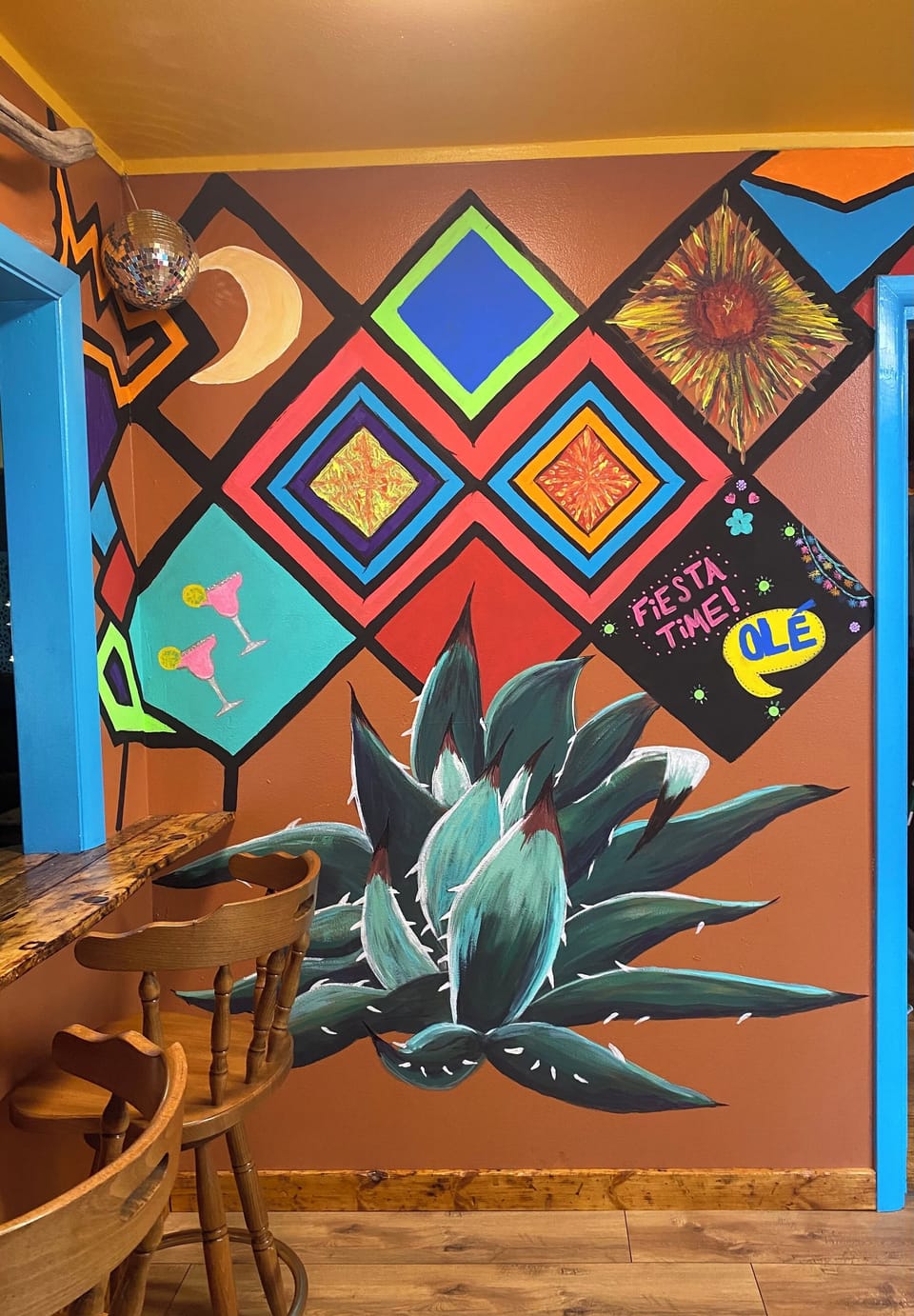 Fun wall in the kitchen . Great picture taking back drop