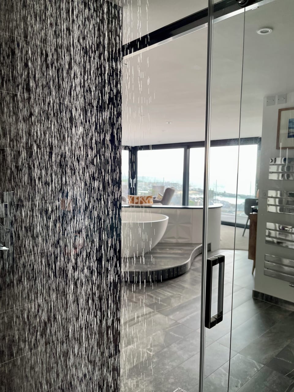 Panoramic Room | Bathroom | Hair dryer, towels, soap, shampoo