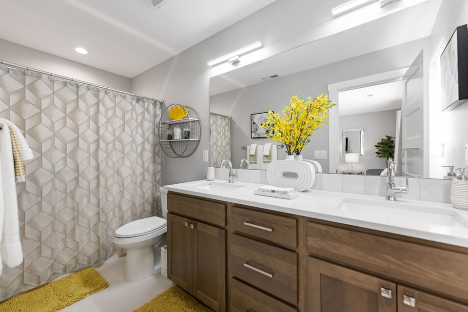 Master bathroom. Hairdryer and toiletries included.  
