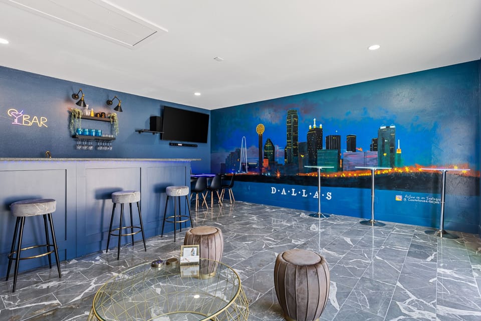 Huge bar area in the private lounge room.