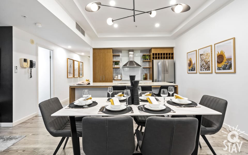 Dining area is right next to the kitchen
