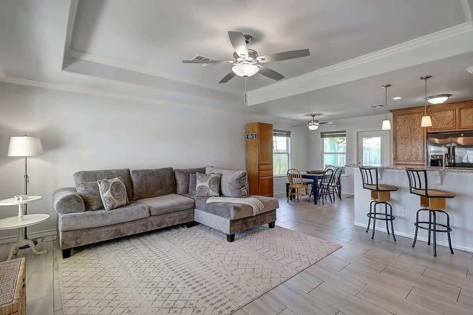 Open Living, Dining, and Kitchen. 