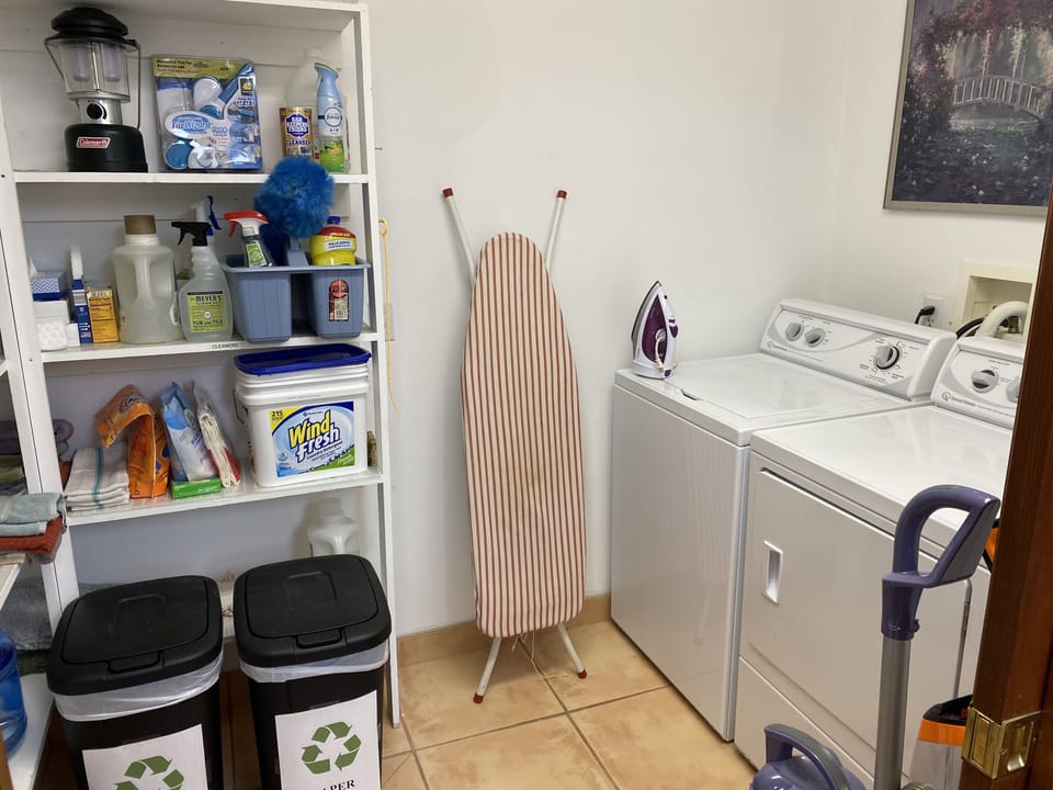 The washer/drier room has all you need to do your own laundry. 