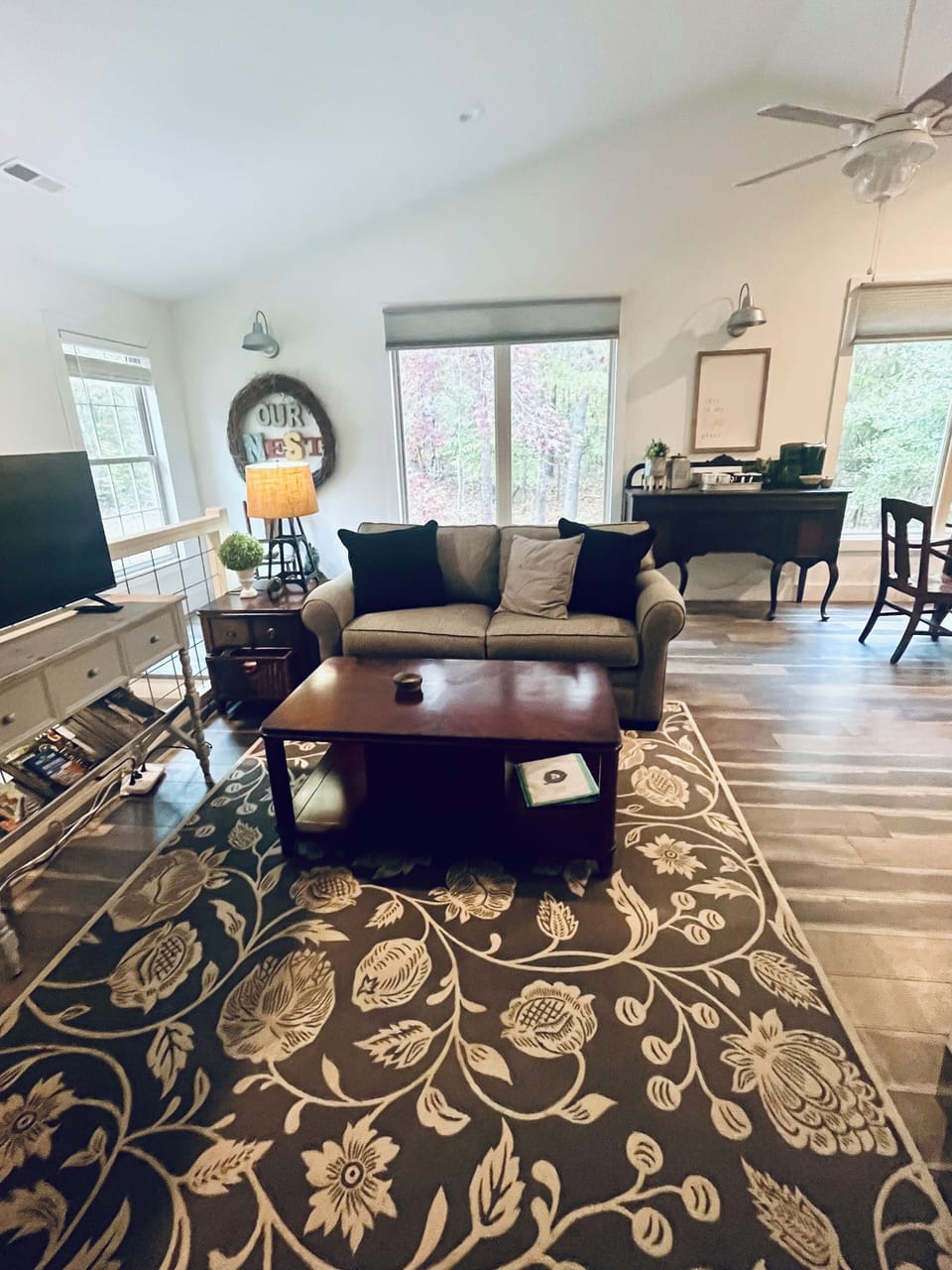 Our living room is comfy and ready for you to come and relax!