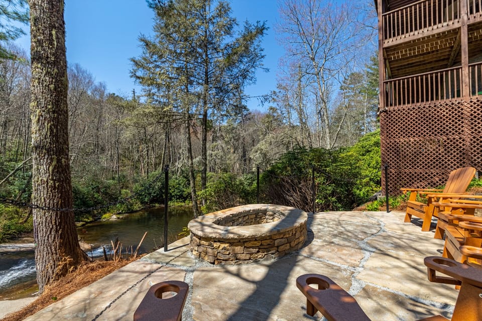 View from firepit.  Water is closer than it looks in the pictures!