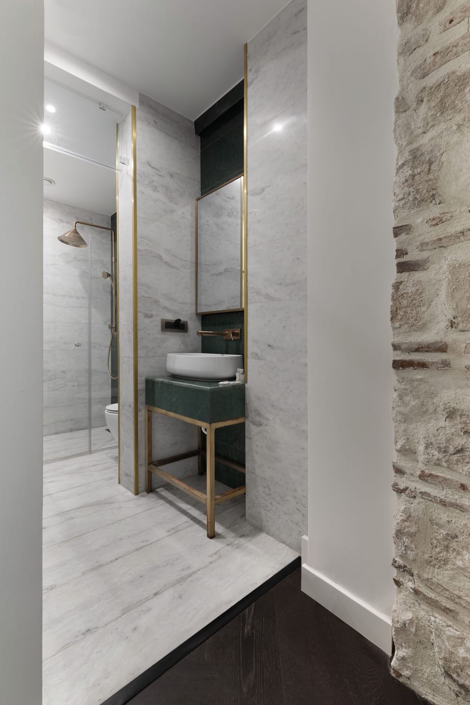 Superior Stone Room With Balcony | Bathroom | Shower, free toiletries, hair dryer, bathrobes