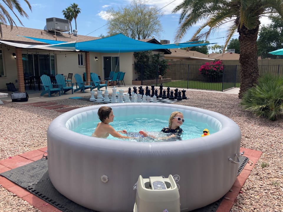 Kids can splash around and play in this 8' wide x 2' deep stock tank pool
