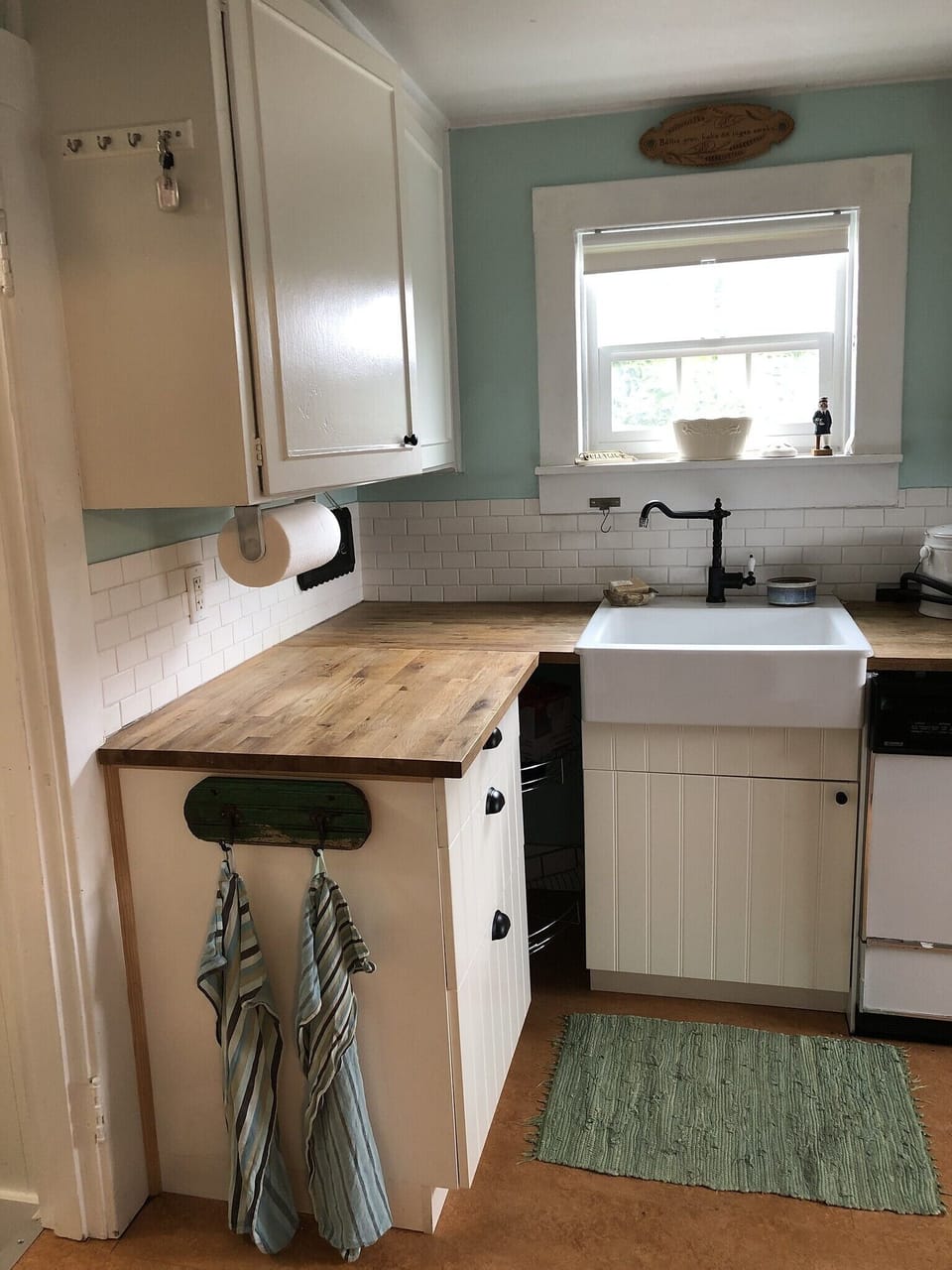 Kitchen sink and counter.