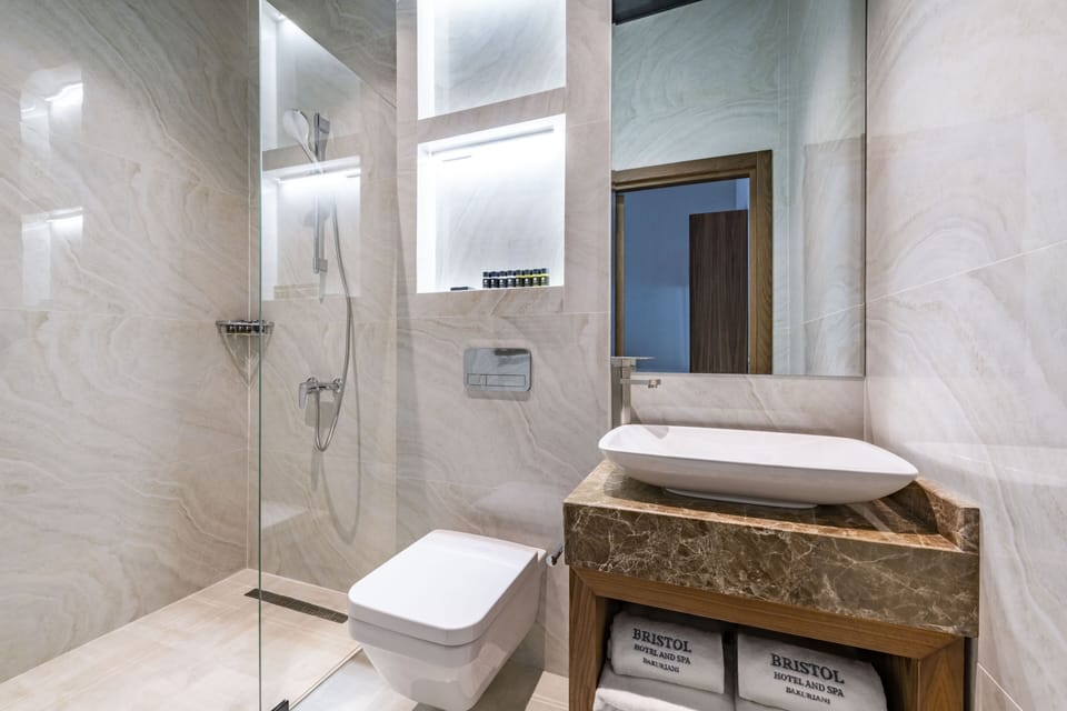 Shower, slippers, towels