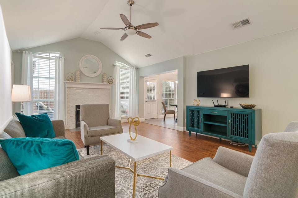 Cozy Living Room with 58 in Smart TV