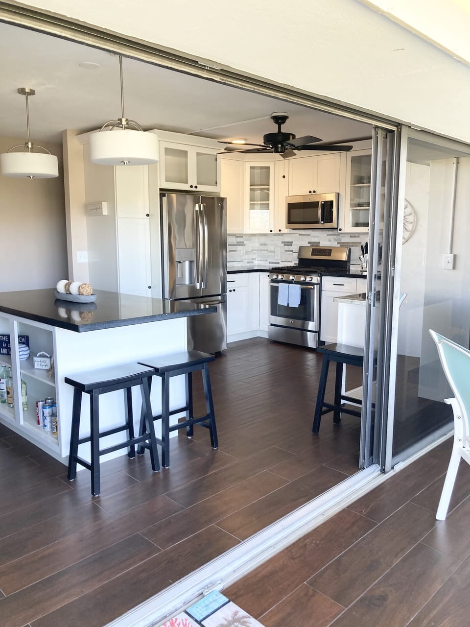 Large double sliders open directly to your private balcony. 