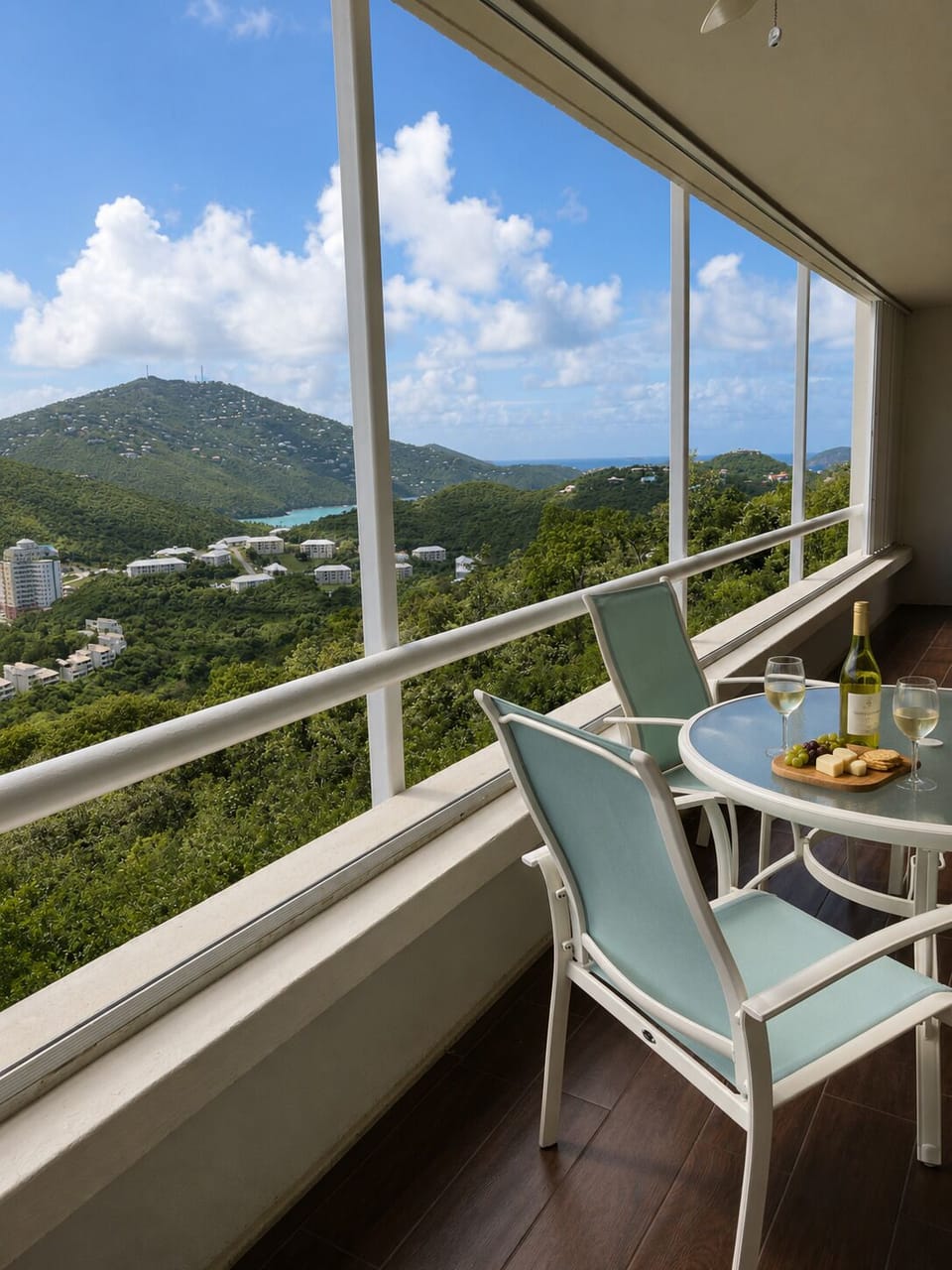 Enjoy the balcony with afternoon wine or morning coffee.  
