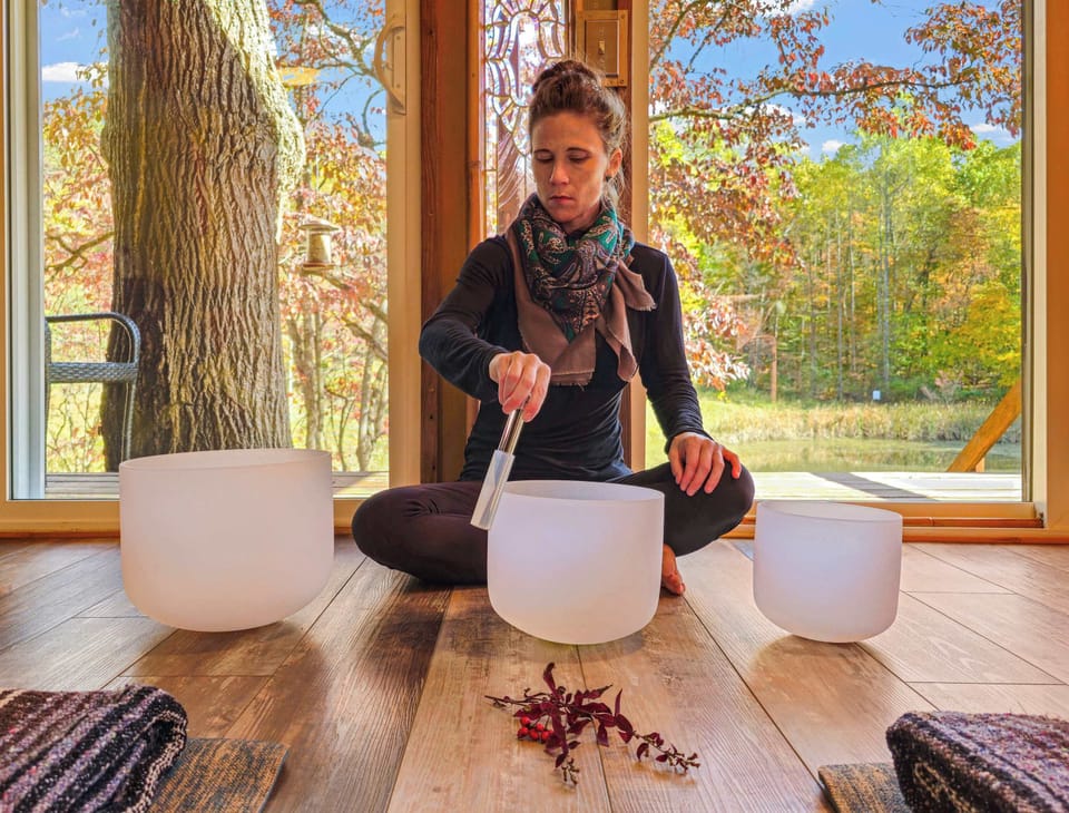 
The retreat center intentionally focuses on low to no sound pollution within our nature preserve. You can book an add-on sound bath by Raven and Dustin to help you relax, heal, and activate your creativity.
