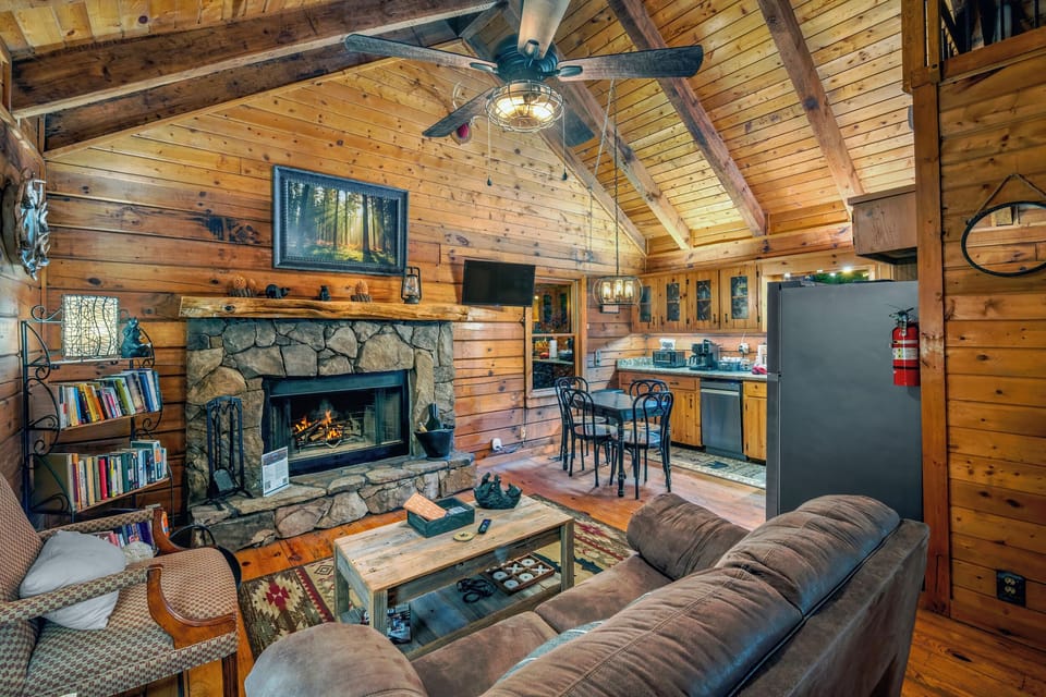 Wood burning fireplace