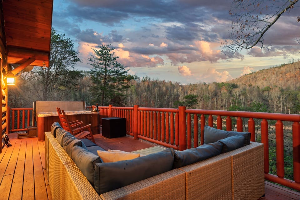 Take in beautiful views over the ridge from the deck.