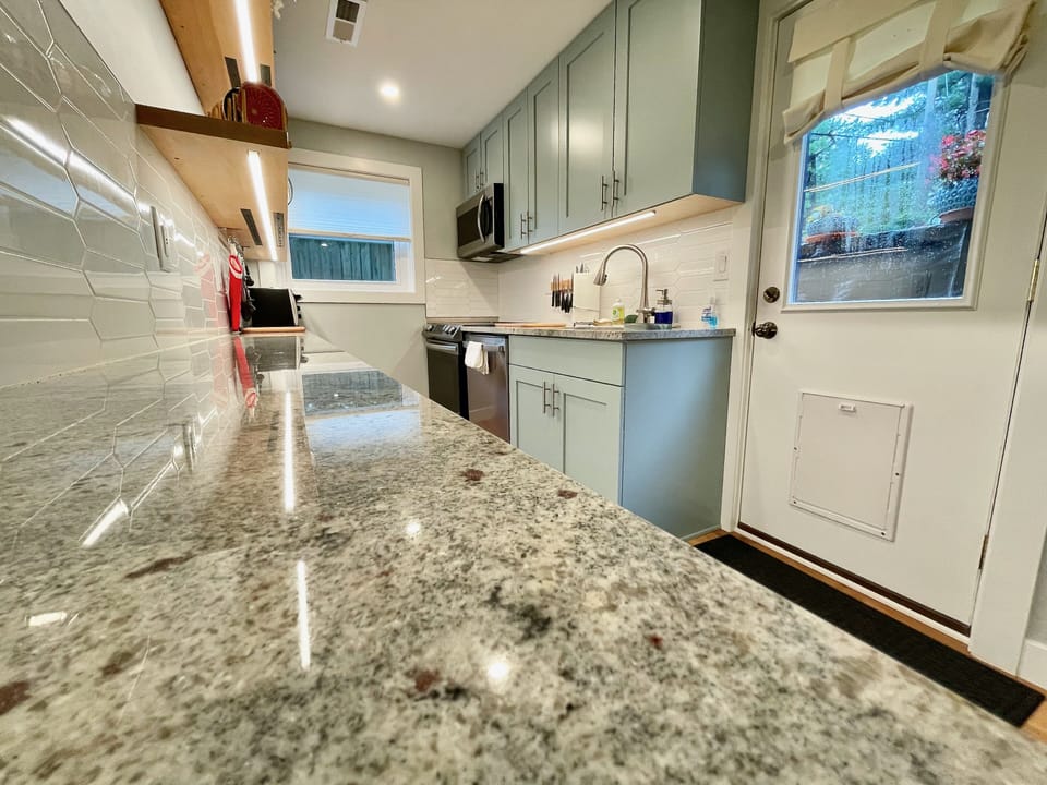 Ground level kitchen with modern appliances