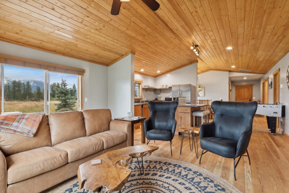Comfortable living room with queen sofa bed