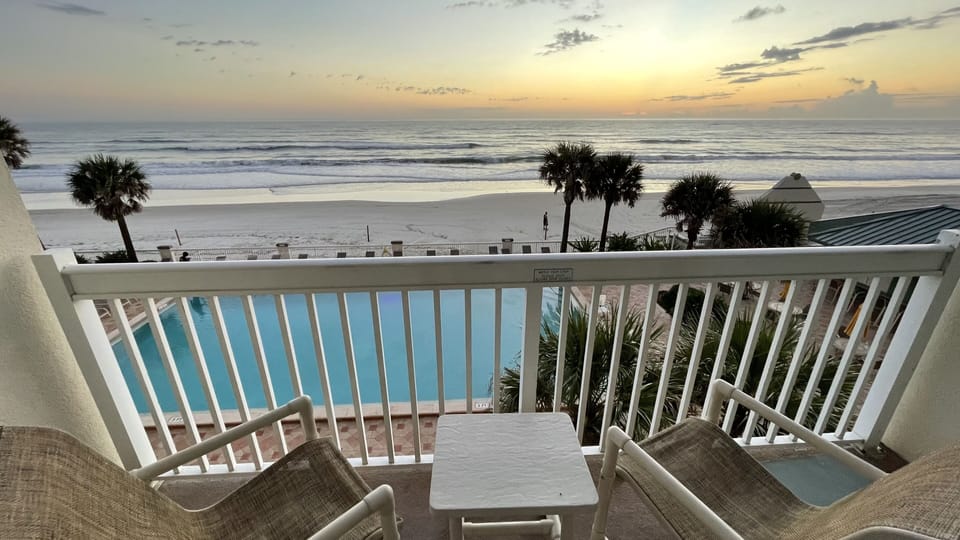 Morning view from the room’s balcony 
Pools are closed temporarily