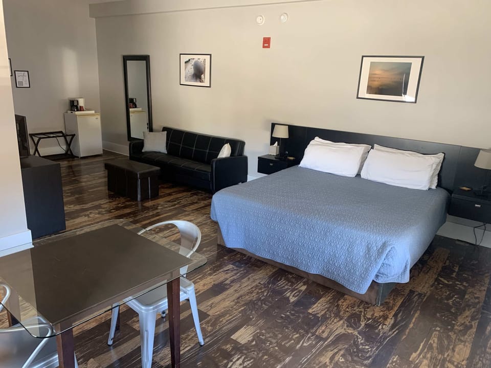 King bed and table