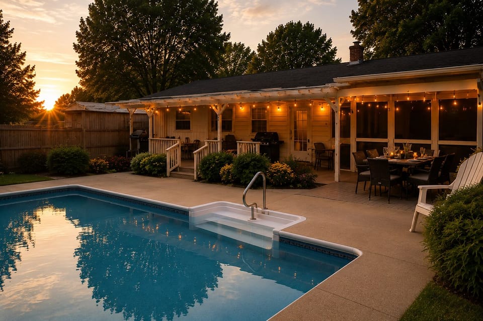 Evening swims and poolside relaxation 