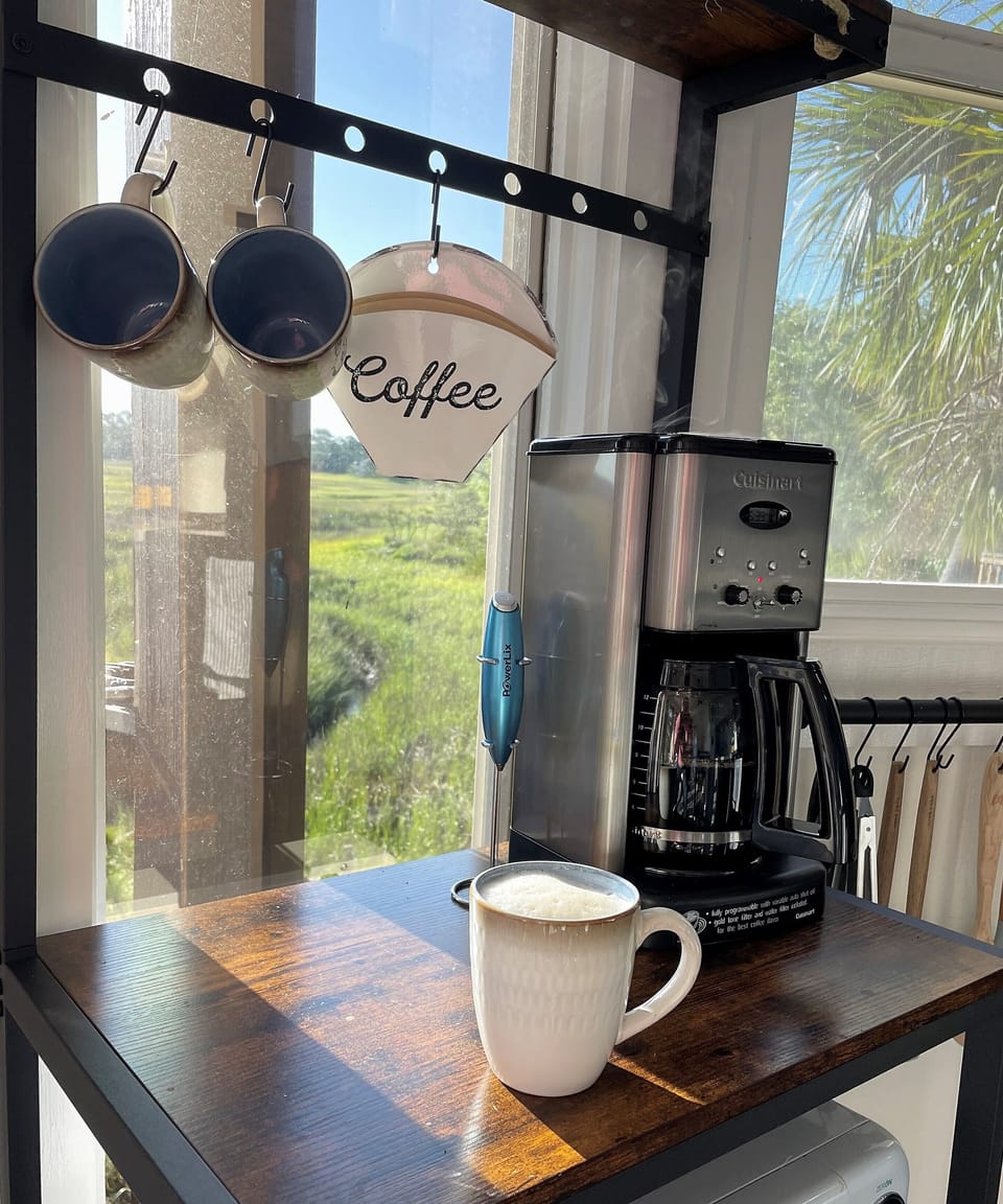 Coffee bar in kitchen.