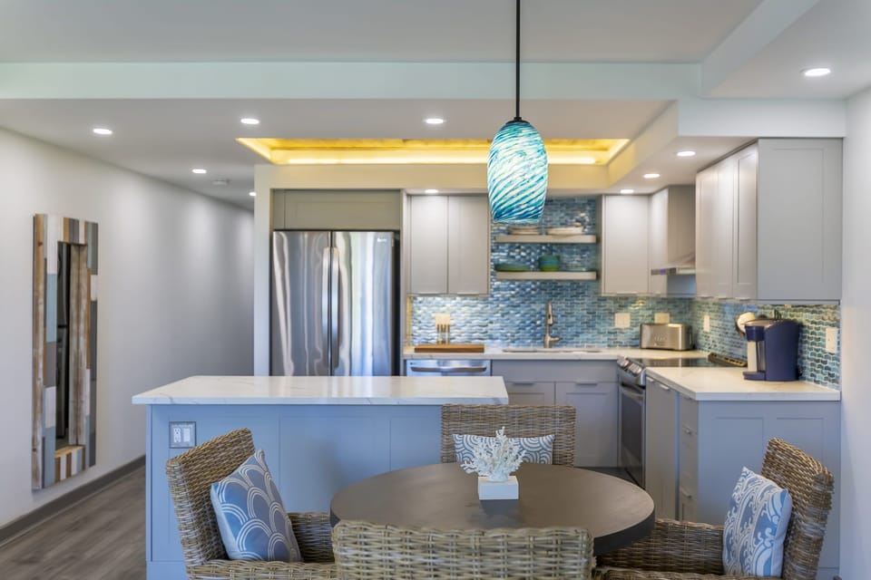 Open kitchen bar allows for conversing