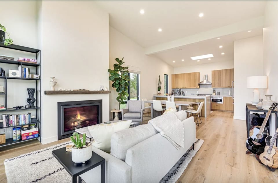 Cozy up by the fire and take in the beautiful view.