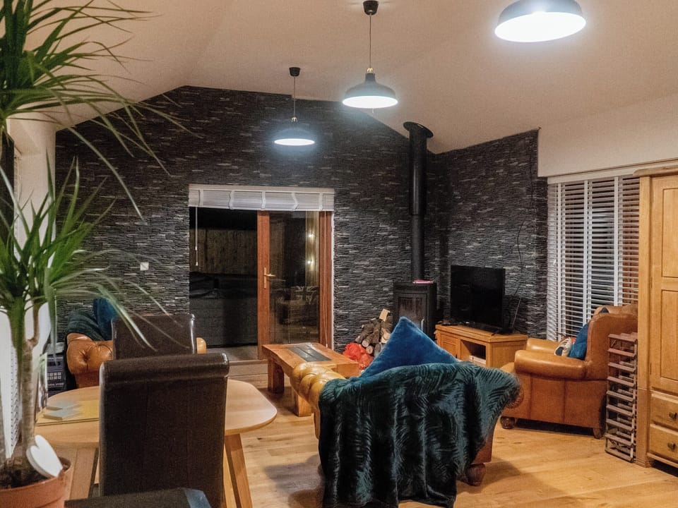 Living area in the evening | Ty Afon Arch - Ty Afon, Garnant, near Ammanford
