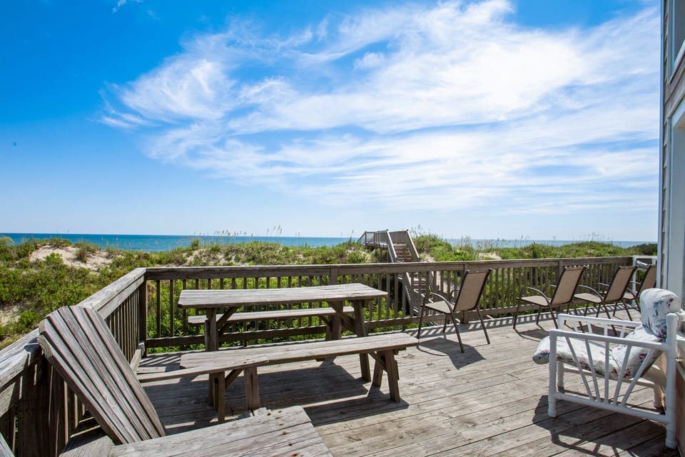 Enjoy your morning cup of coffee out on the top deck with ocean views.