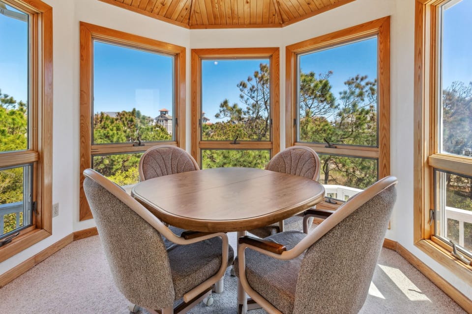 The sunny Breakfast Nook is perfect for a quiet brunch or a board game on a rainy day!
