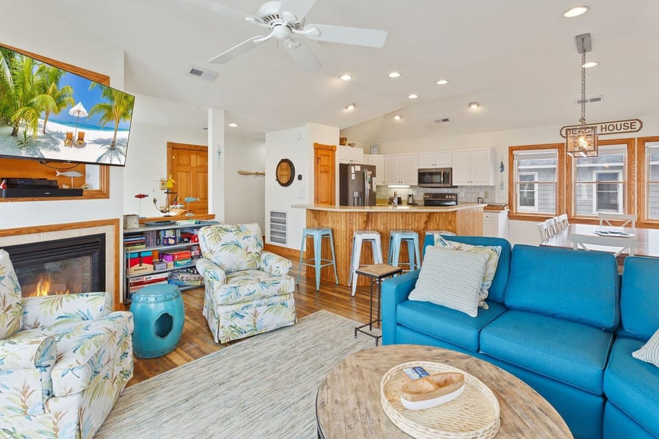Relax in the spacious Top-Level Living Area with a Flat-Screen TV!