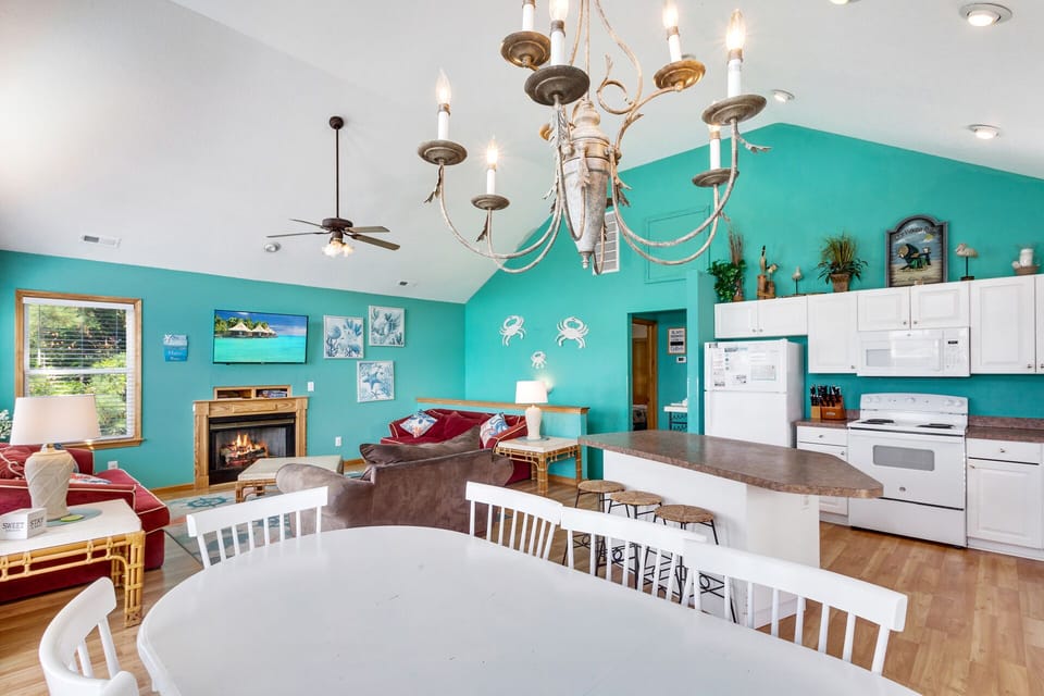 The open-concept Top Level is beautifully decorated with your comfort in mind.