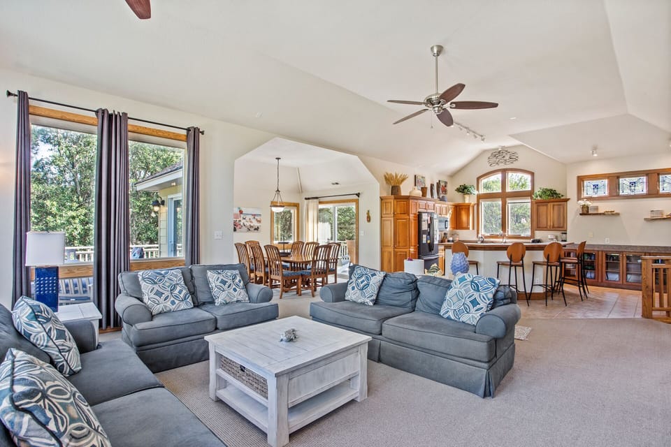 Living area and kitchen