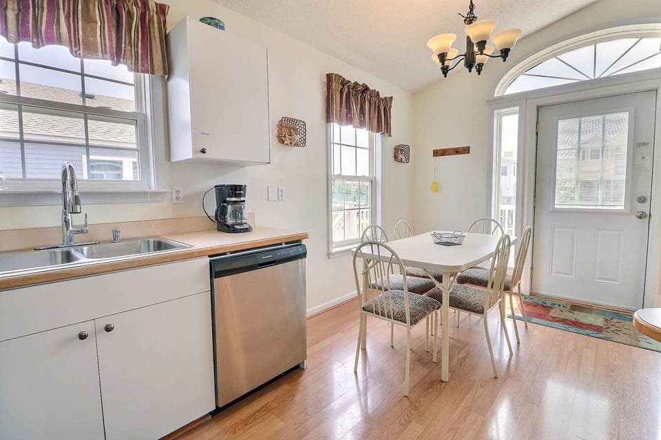 View from kitchen with dining