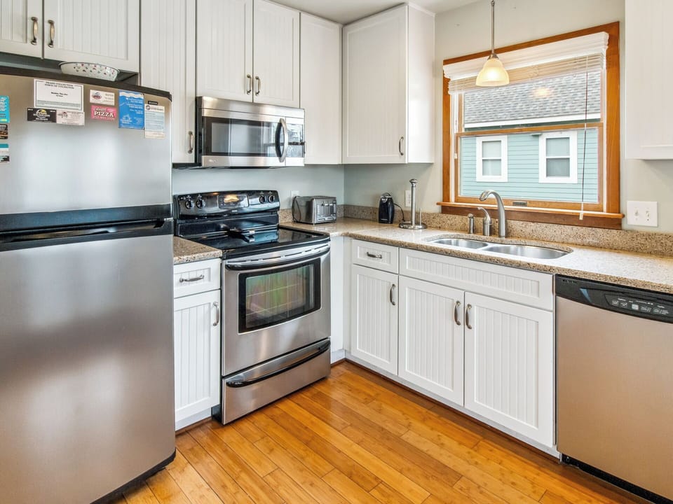 Cook up some fresh, local seafood in the Kitchen with modern appliances.