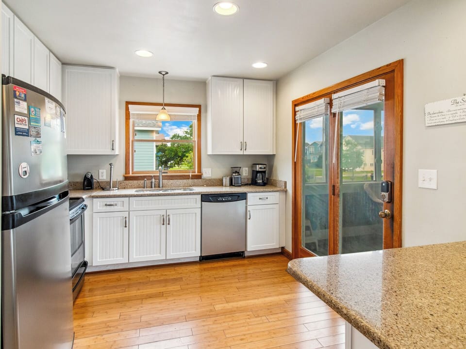Cook up some fresh, local seafood in the Kitchen with modern appliances.